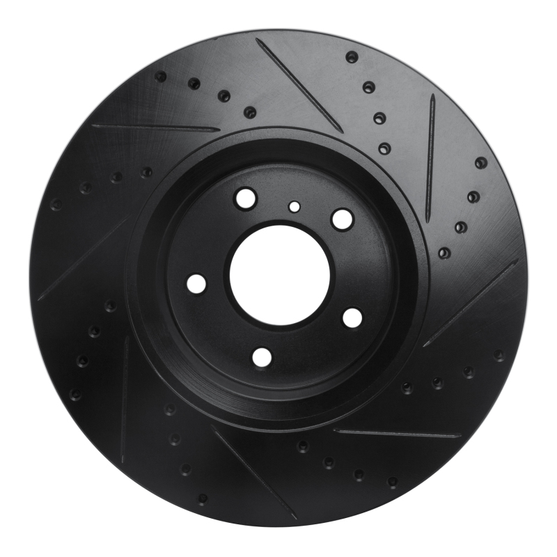 Infiniti FX35 Brake Rotor (1) - Front Left - R1 Concepts - Drilled & Slotted - Black - `05-`14